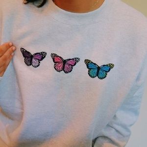 white butterfly sweatshirt